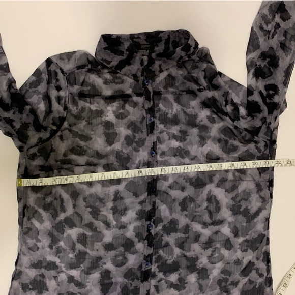 Grey & black sheer animal print button down top Esprit Collection. Sz XL - Picture 2 of 7